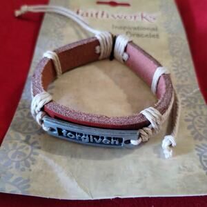 Handmade inspirational leather bracelet~forgiven~